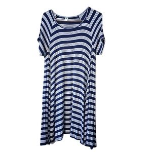 Old Navy Retro T-Shirt Dress Navy White Horiz. Striped Casual Comfy Classic L